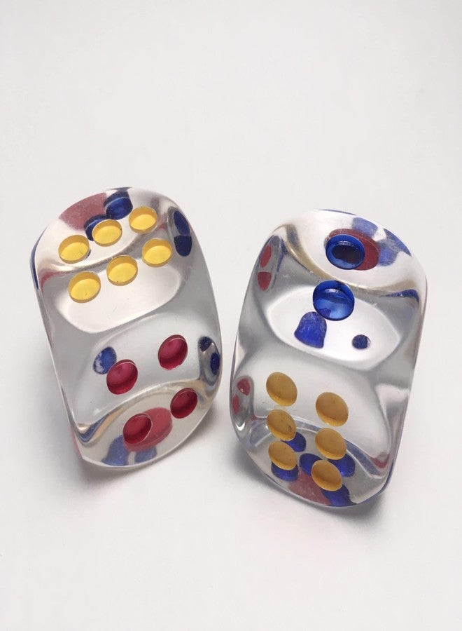 موريل مجموعة موريل من قطعتين من النرد الشفاف الكبير 2.5 سم مع نقاط متعددة الألوان - للعب لعبة السلم والثعبان، لودو، جينغا، حفلات الحانات، النزهات، ألعاب الأعمال، ملحقات ألعاب الطاولة. - Image 3